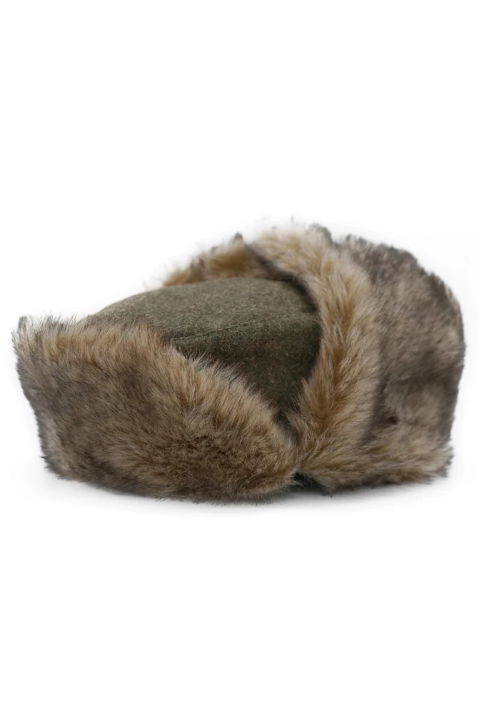 GHD-003 Heer/Elite Brown Grey Wool Winter Artificial Fur Cap