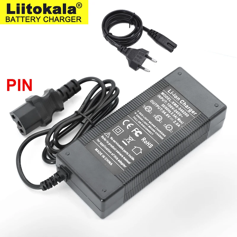 18650ลิเมอร์13สาย2A ลิเมอร์48โวลต์/54.6โวลต์26650 21700ลิเธียมไอออน XT60/สามเหลี่ยม/XLR/DC 5.5*2.1มม.