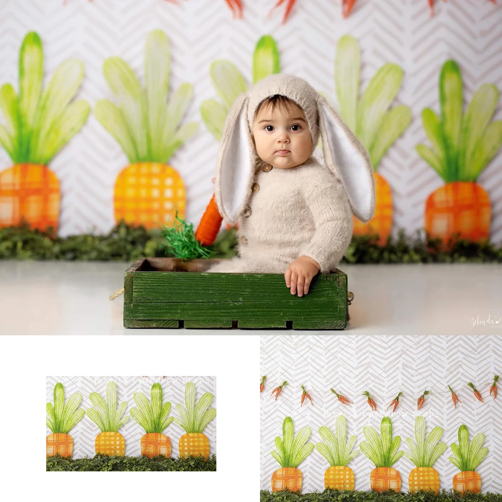 Easter Carrots Farm Backdrops Kids Baby Birthday Cake Smash Photocall Decors Spring Garden Backgrounds