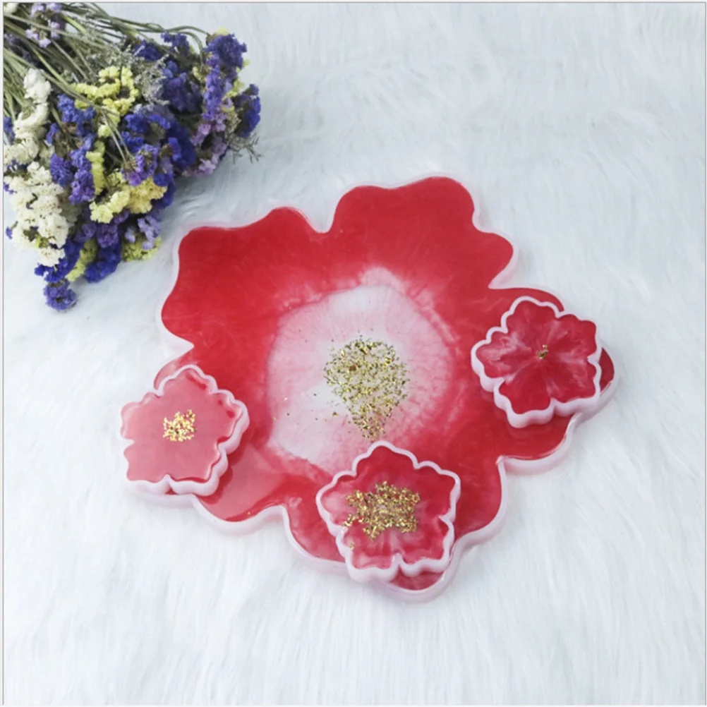 

1Pcs Mirror Flower Silicone Mold Creative DIY Epoxy Mold for Coasters Pendant Base Cup Bottom Seat Studio Home White Size L