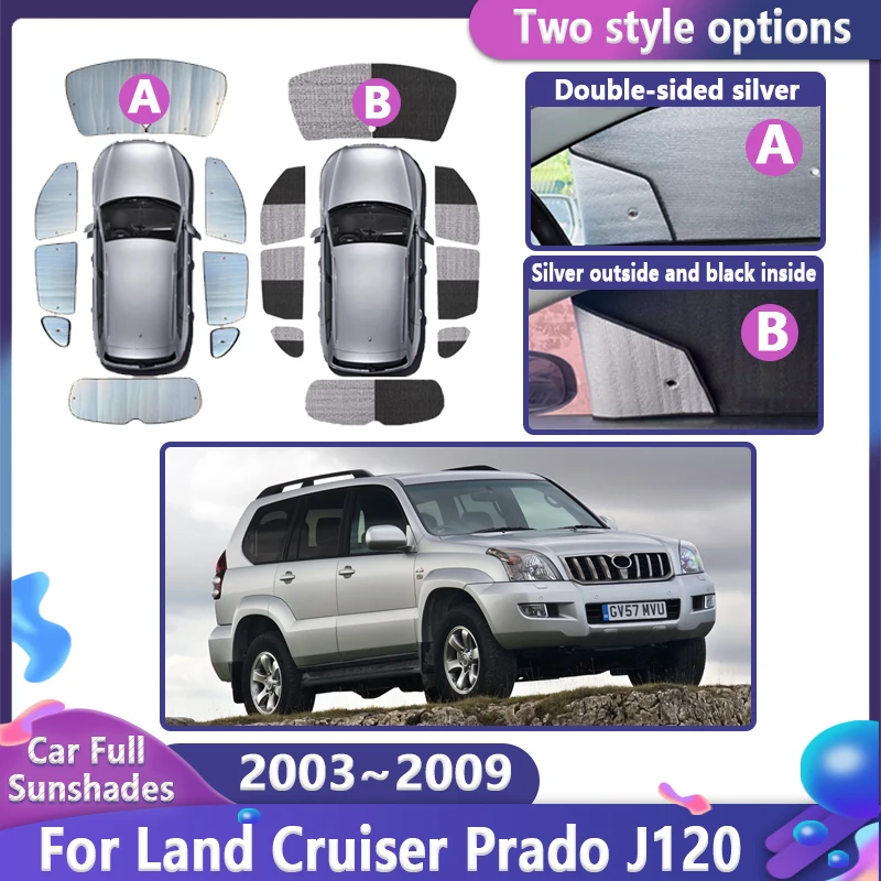 

Car Sunshade For Toyota Land Cruiser Prado 120 J120 MK3 2003~2009 LC120 FJ120 Sunscreen Window Visor Cover Auto Accessories 2005