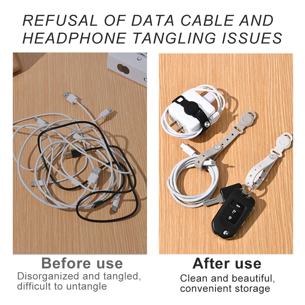 ربطات الكابلات المغناطيسية - منظم سلك السيليكون القابل لإعادة الاستخدام مع فتحات إبزيم، وأشرطة إدارة الكابلات المرنة لكابلات البيانات