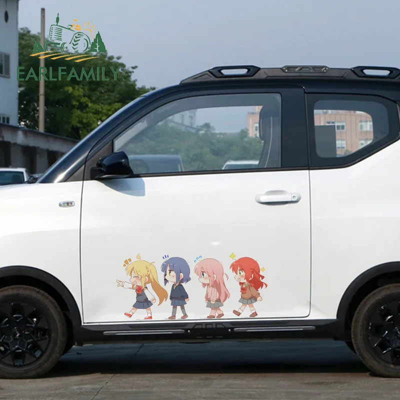 EARLFAMILY 43cm  X 19.3cm Hitori Gotoh Car Stickers Anime Girls Line Walk Skateboard Decal DIY Windshield Window Trunk Decor
