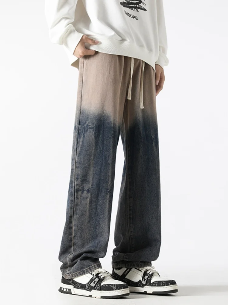 

Waed adient Men's Jeans Loose Straight Leg Bell Bot Long Trousers Autumn Faion American High Street Sle Casual Wear