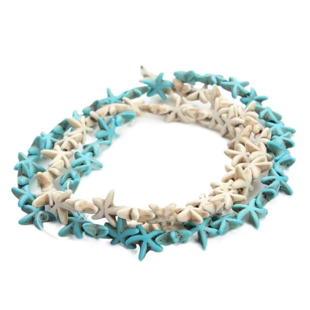 Stone Powder Starfish Turquoise Beads Waterproof Handmade Craft Sea Loose Spacer Stone Beads Sea Series 3D DIY Anklet Accessory