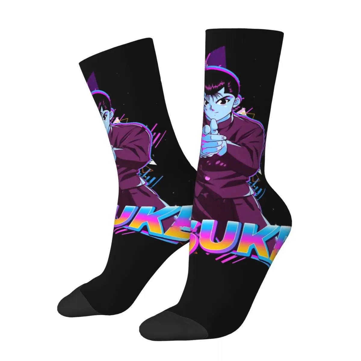 Funny Men's compression Socks Urameshi Yuusuke Cool Retro Harajuku Yu yu hakusho Hip Hop Novelty Seamless Crew Crazy Sock