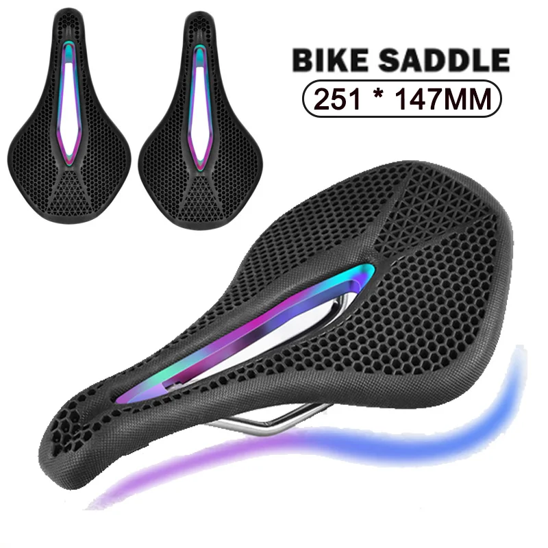 Bicycle 3D Printing Saddle Carbon Fiber Rails Ultra-light Hollow Comfortable Road Bike MTB Honeycomb Cushion For MTB Racing