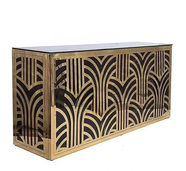 Modern Club Furniture Rectangle Golden Commercial Receprion bar Counters for Sale
