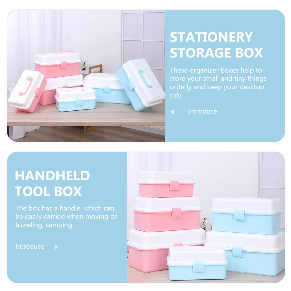 صندوق تخزين الأدوات المكتبية منظم حرفي متعدد الطبقات مع مقبض مادة Pp لمجموعات خياطة الخرز للوازم الفنية #1