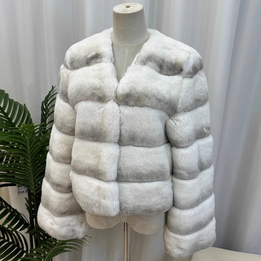 

Natural Rabbit Fur Coat Woman Rabbit Fur Jacket Luxury Clothes Women Winter Woman Chinchilla Rex Rabbit Fur Coats