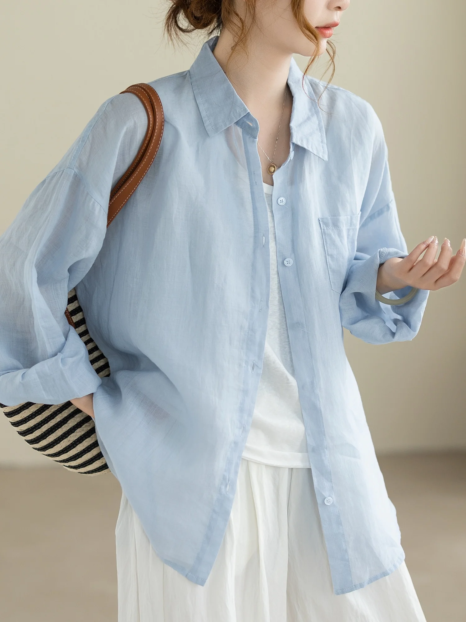 

Женская льняная рубашка Camiyu с длинным рукавом, летняя, тонкая, свободная, с защитой от солнца, повседневный кардиган, дышащий, легкий, для поездок на работу