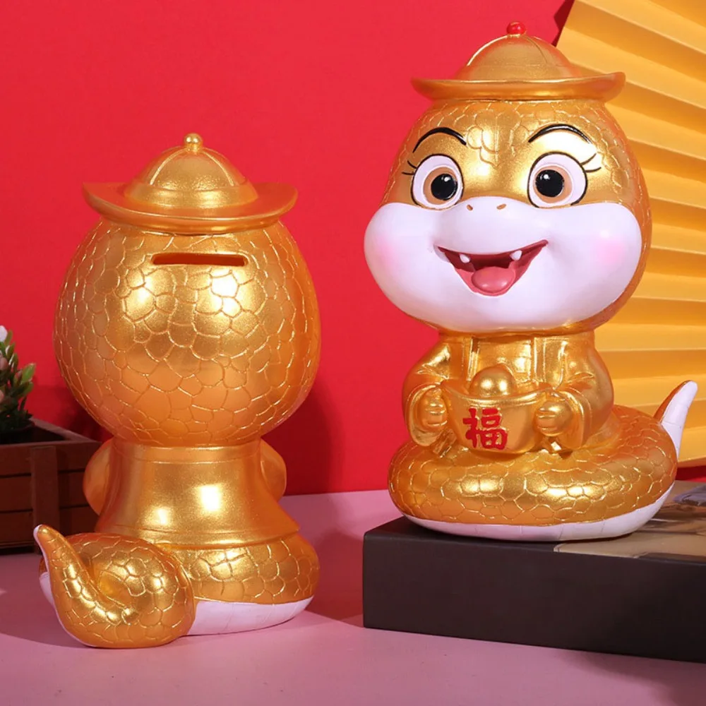 Zodiaco di grande capacità Serpente Salvadanaio Risparmio di denaro Serbatoio di risparmio Zodiaco Serpente Barattolo di soldi Cartone animato Scatola di immagazzinaggio portatile per monete serpente