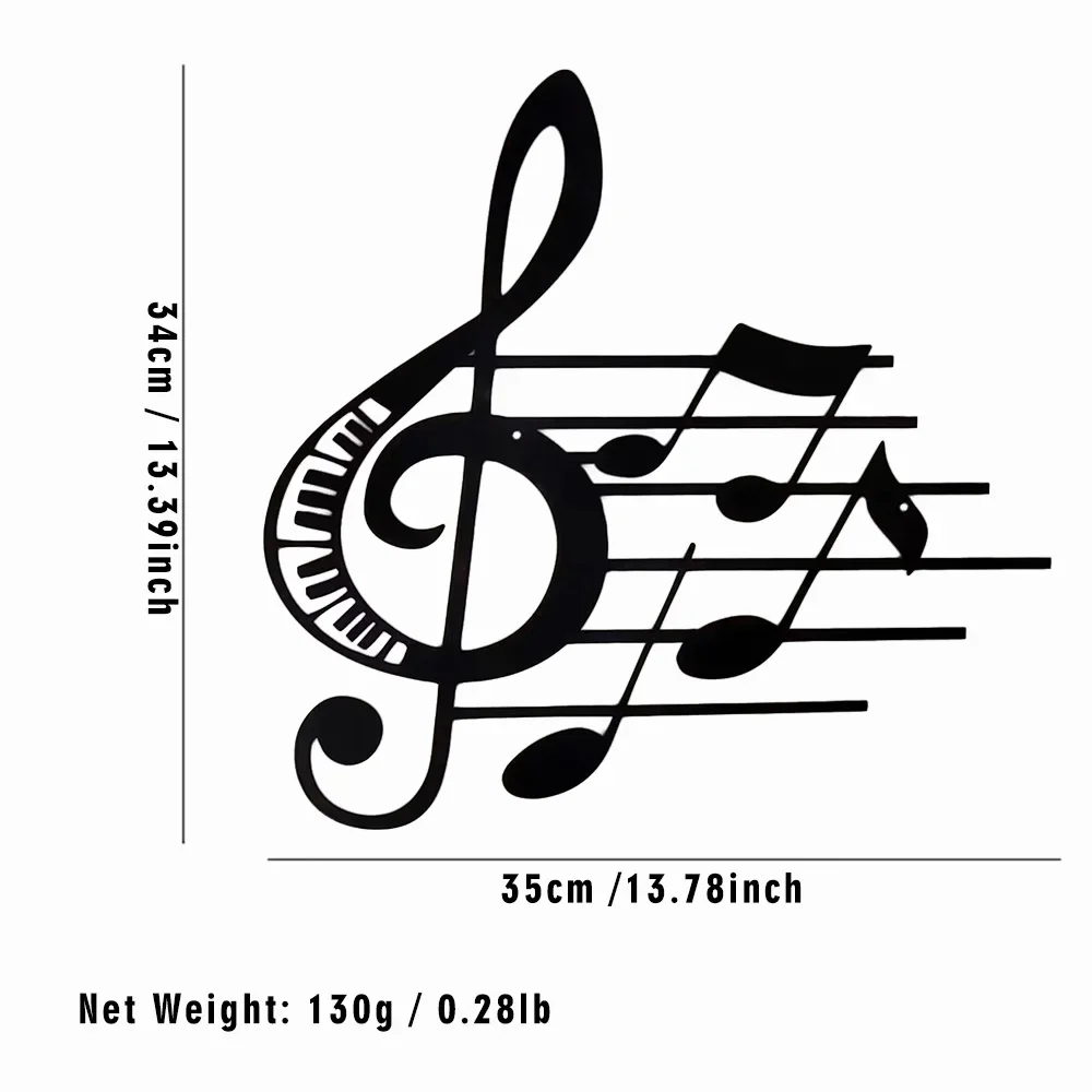 Music Signs Minimalist Silhouette Metal Art Wall Hanging Black Cutout Plaque KTV Room House Decoration Music Iovers Gift