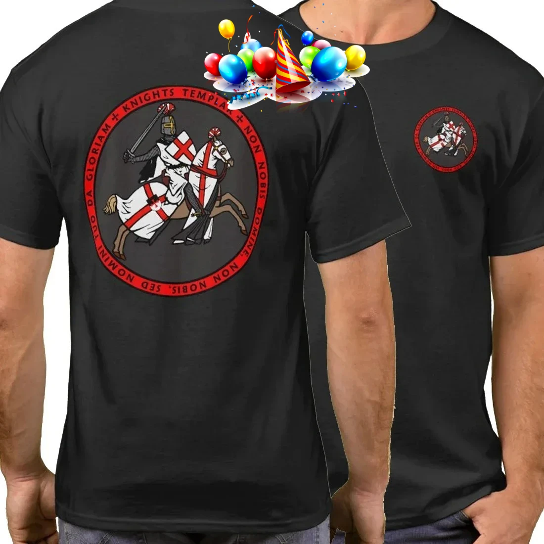 Knights Templar Charging Into Battle Seal Printed T-Shirt 100% Cotton O-Neck Summer Short Sleeve Casual Mens T-shirt Size S-3XL