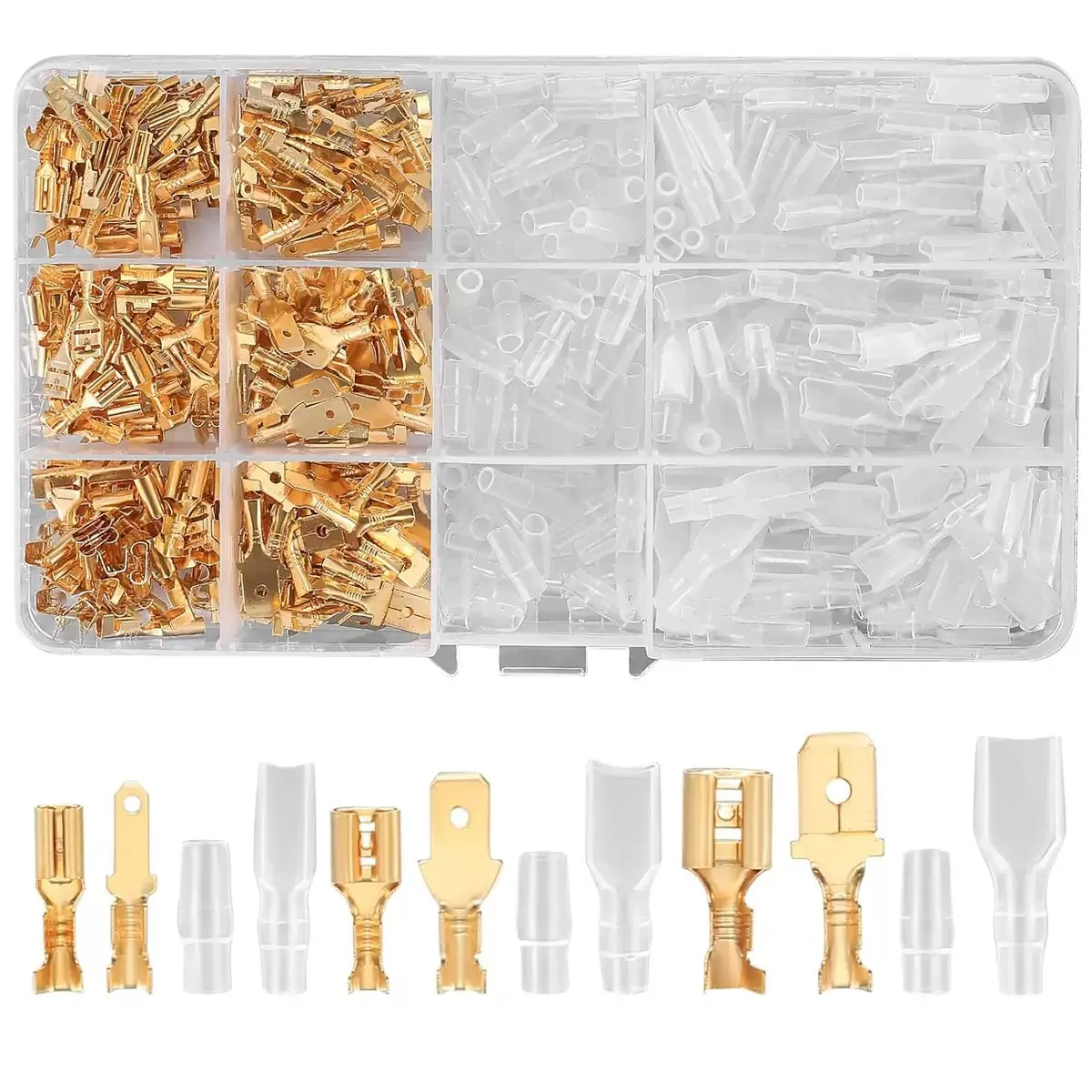

480PCS 2.8mm 4.8mm 6.3mm Male and Female Spade Connectors Kit Insulating Sleeve Crimp Connectors Crimp Terminals Electrical