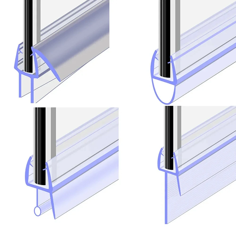 

Bath Shower Screen Door Seal Strip 4-6mm Rubber Glass Door Weatherstrip Portable Up to 30mm Window Glass Accessories Household