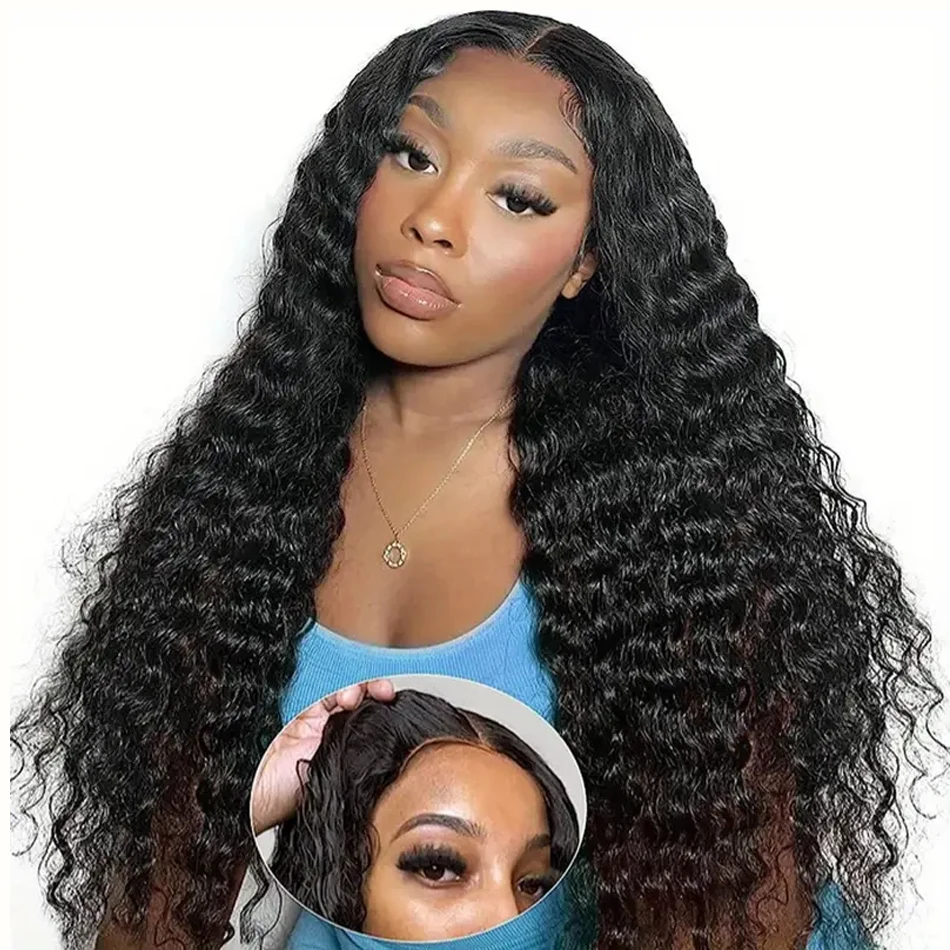 

Glueless Black Curly Deep Wave Wigs 13x4 13x6 HD Transparent Lace Front 100% Natural Brazilian Human Hair Frontal Curly Wigs