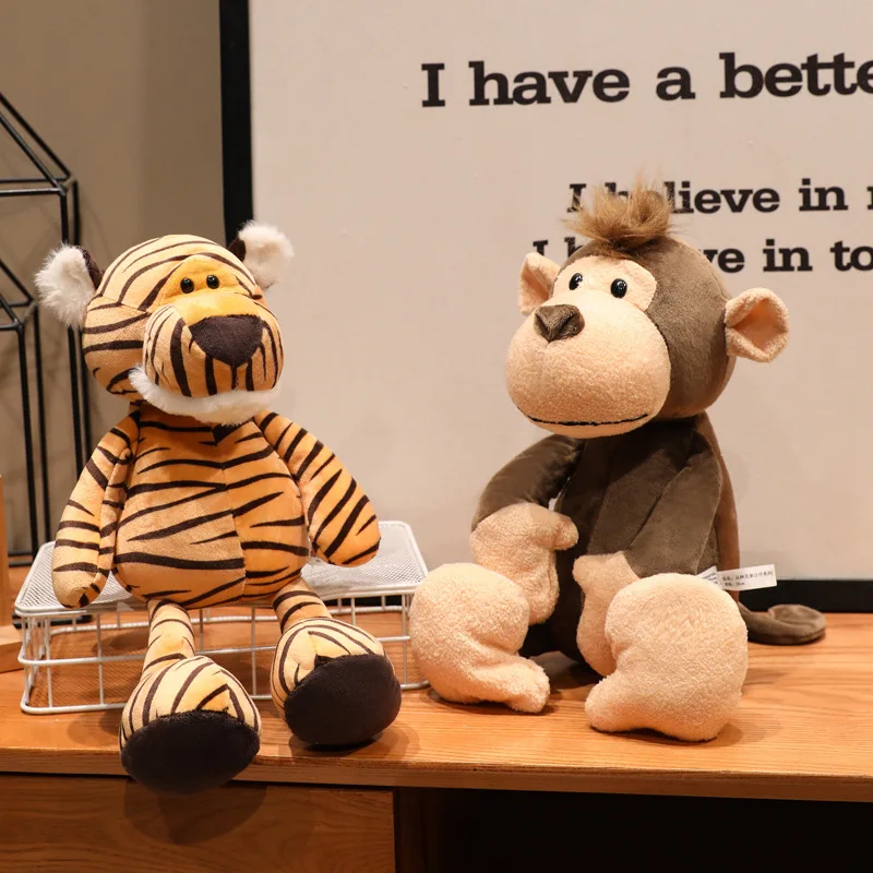 30/35/50cmのリアルなライオン、トラ、ゾウ、サル、ヒョウ、キリン、アライグマのぬいぐるみ、シミュレーション森林動物のぬいぐるみ、子供向けおもちゃ