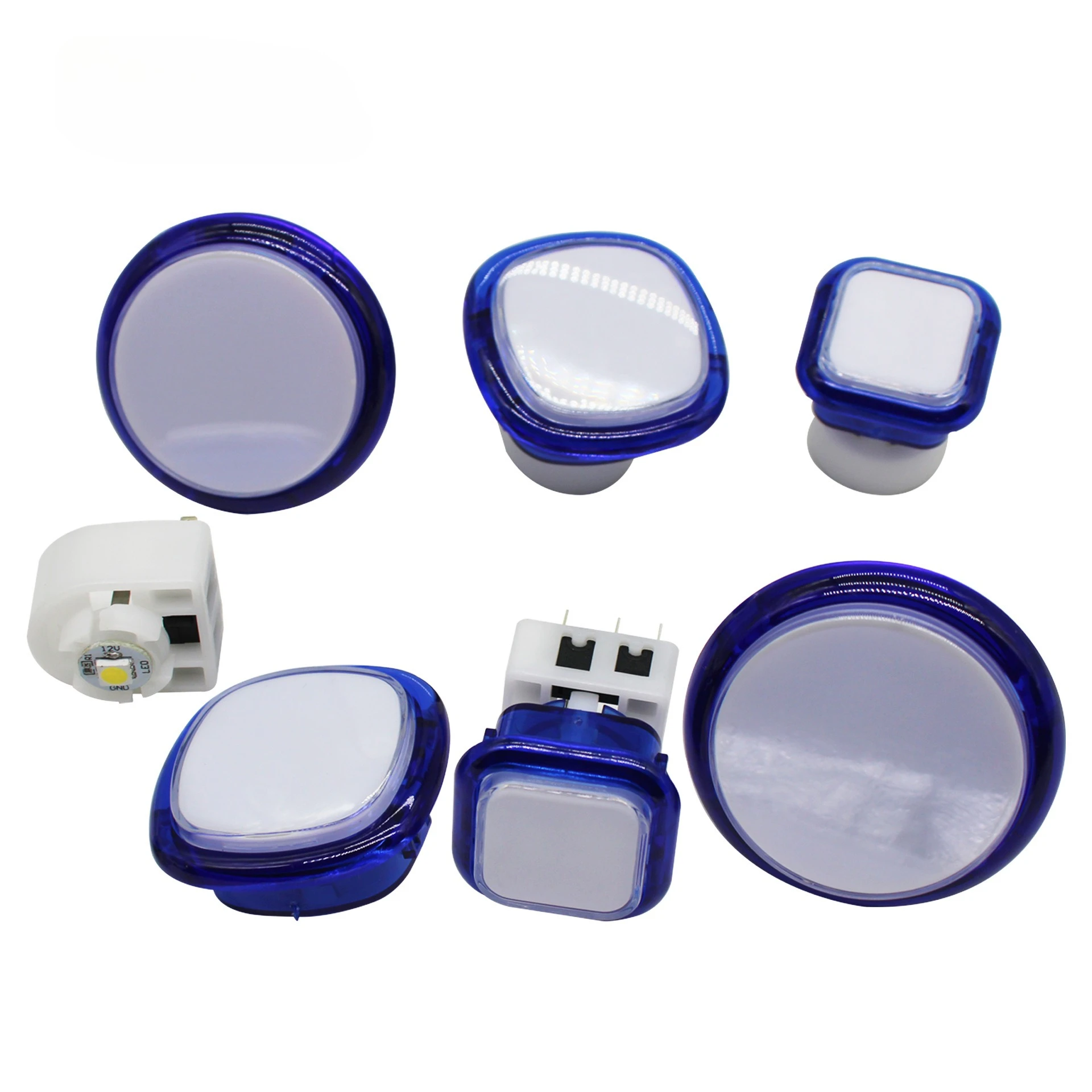 European Style Illuminated Push Button Switch 60mm Round Flat Coin Operated Arcade Game Machine Parts Auto Reset
