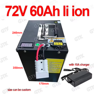 GTK 72v 60Ah Li-ion Lithium Polymer Bluetooth Battery Pack Replacement 50Ah 70Ah For 3000W 6000W 7000W Vehículos Eléctricos,Boat