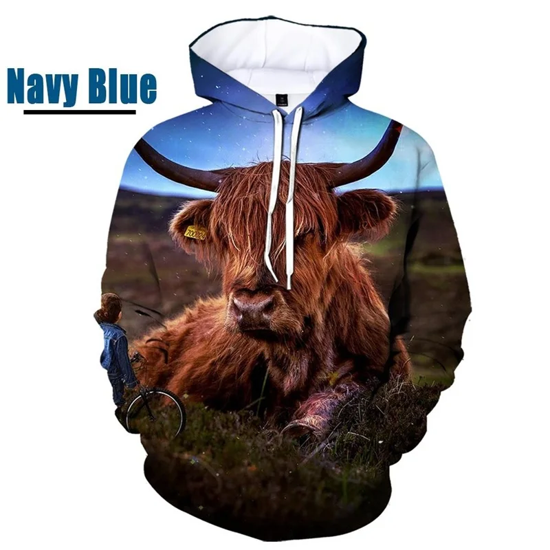 3D Print Funny Cow Graphic Hoodies For Men Hip Hop Couple Pullovers Hoodie Tops Casual Cattle Print Oversized Sweatshirts