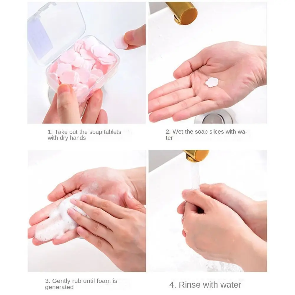 100 pcs Outdoor Portable Soap Sheets Dissolvable Cleaning Soap Paper Mini Convenient Hand Washing Soap Children