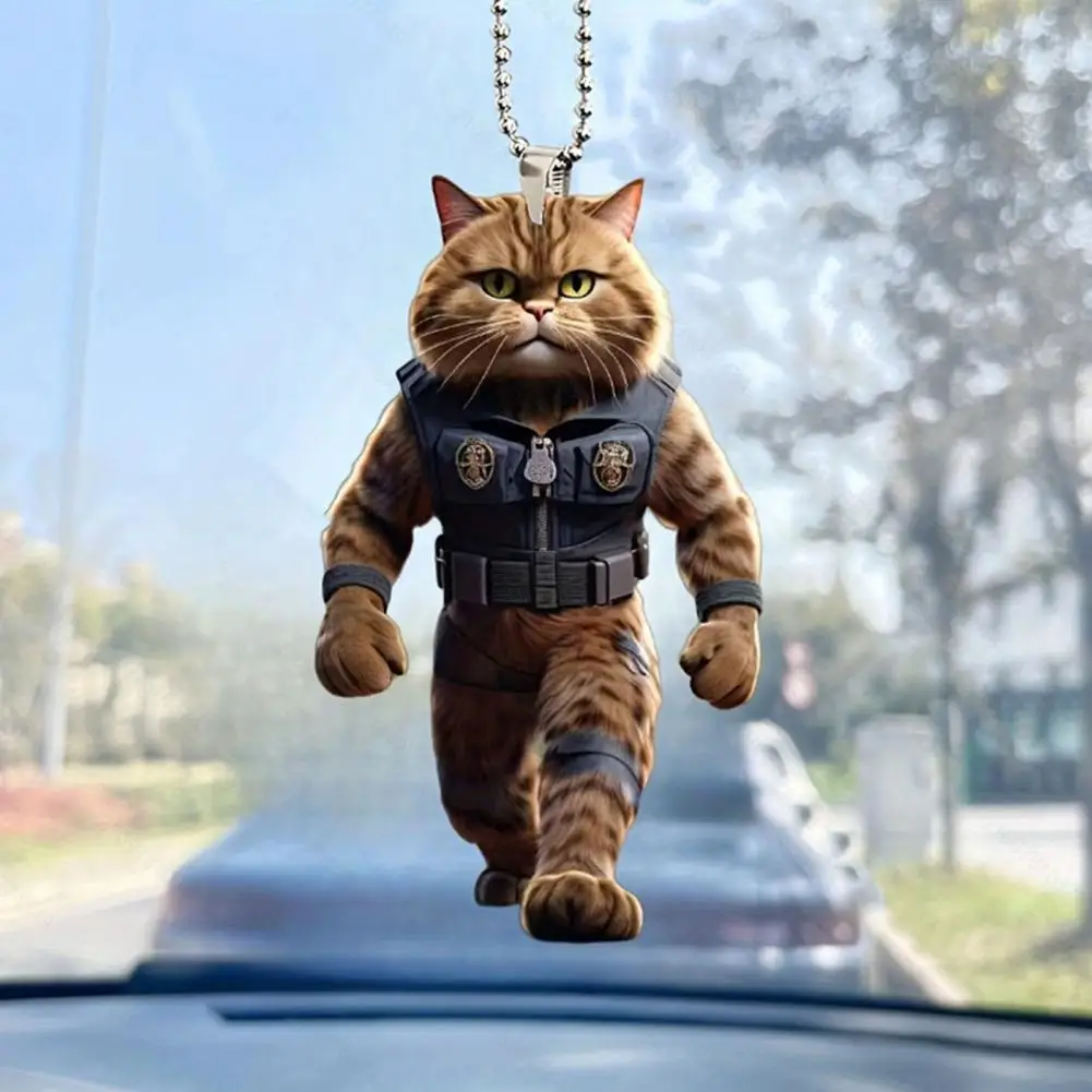 

Acrylic Cat-shaped Automobile Pendant Cat Car Charm Lovely Cat Pendant Christmas Tree Hanging Decoration for Car Rearview Mirror