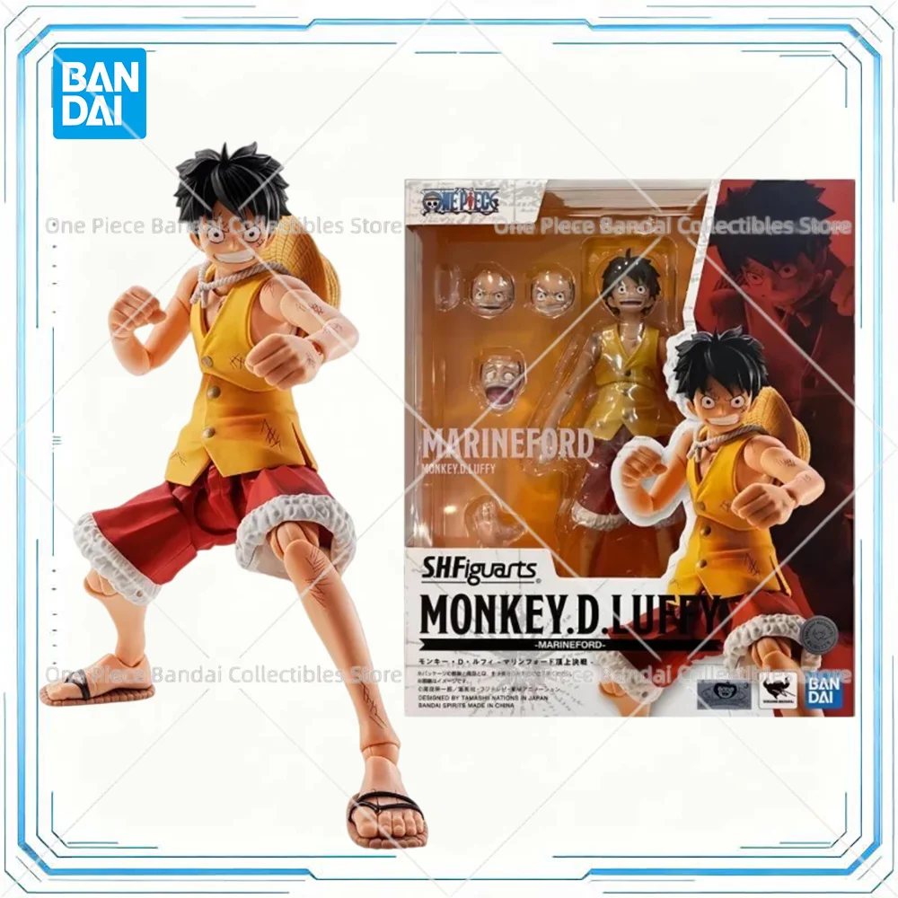 Original Bandai SHFiguarts One Piece Monkey D. Luffy Marineford Arc Articulated Action Figure Collectible Gift With Original Box