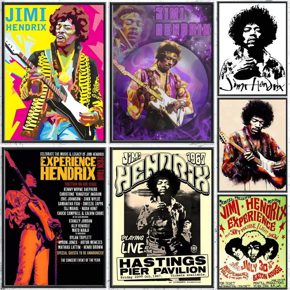 Guitarrista j-jimi hendrixS pintura caligrafía HD lienzo cartel sin arrugas impermeable todo el espacio decoración de pared