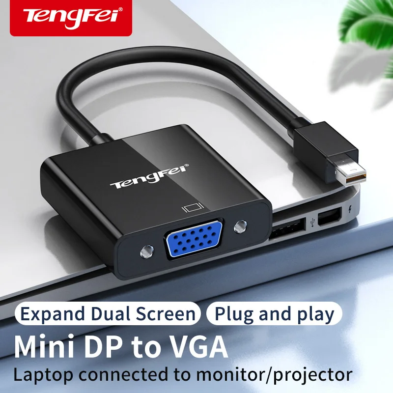 DisplayPort Mini DP To VGA Converter Adapter Thunderbolt Mini Display Port Male to VGA Female for Computer Laptop Apple MacBook