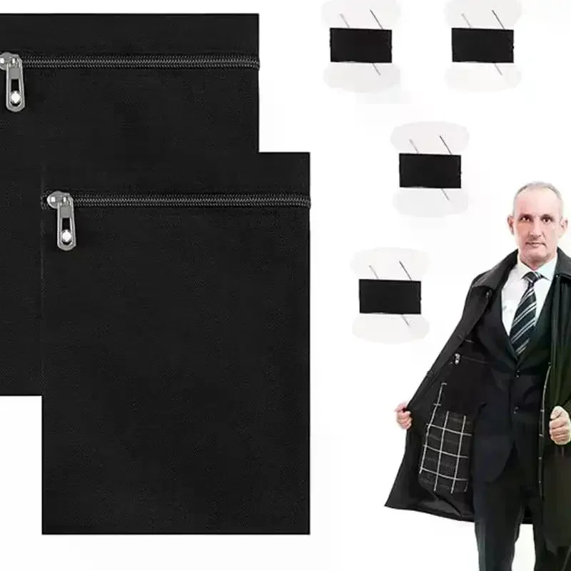 Sew In Side Hidden Pocket With Zipper For Jackets Coats Sweatshirts Inside Security Pocket For Clothing 1Pcs