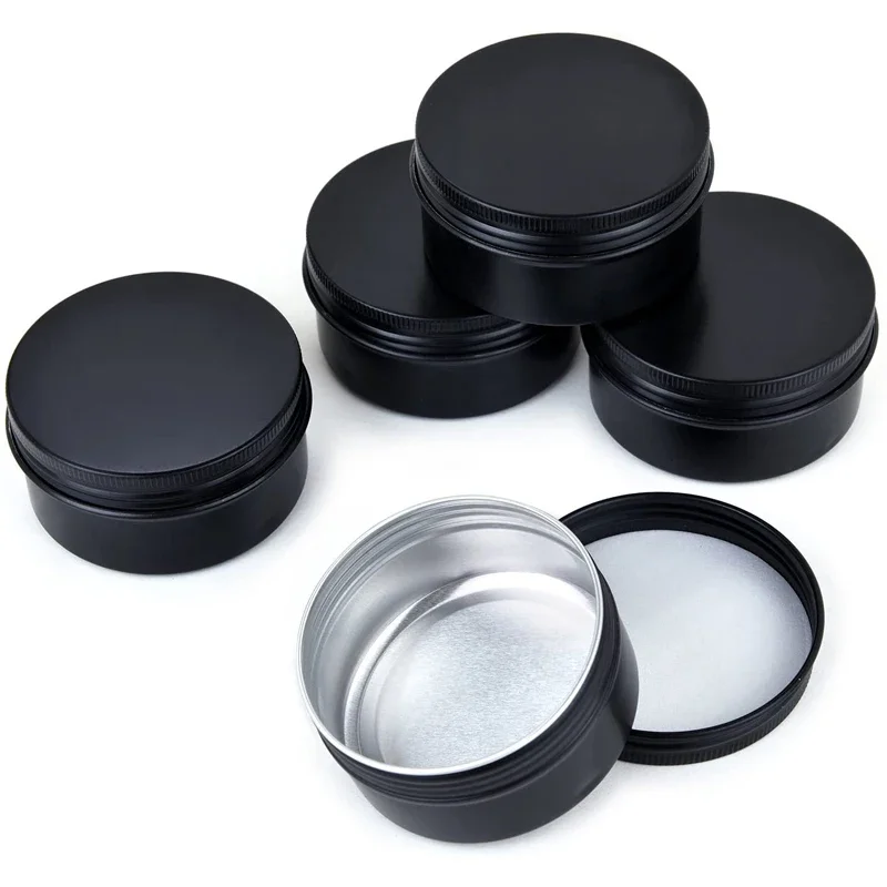 

5g 10g 15g 20g 30g 50g Empty Containers for Cosmetics Jars With Lids Black Aluminum Can Metal Cans Travel Jars Set Cosmetic Jar