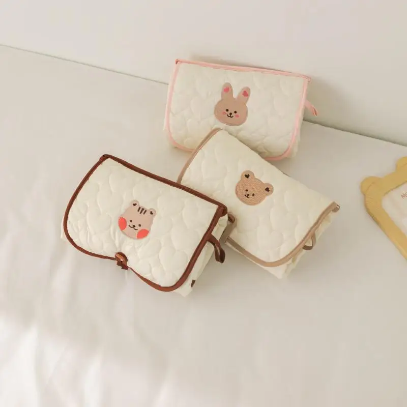 Portable Baby Diaper Change Pad Foldable Waterproof Cute Bear Bunny Newborn Padding for Crib Stroller Multi-Function Diaper Pad