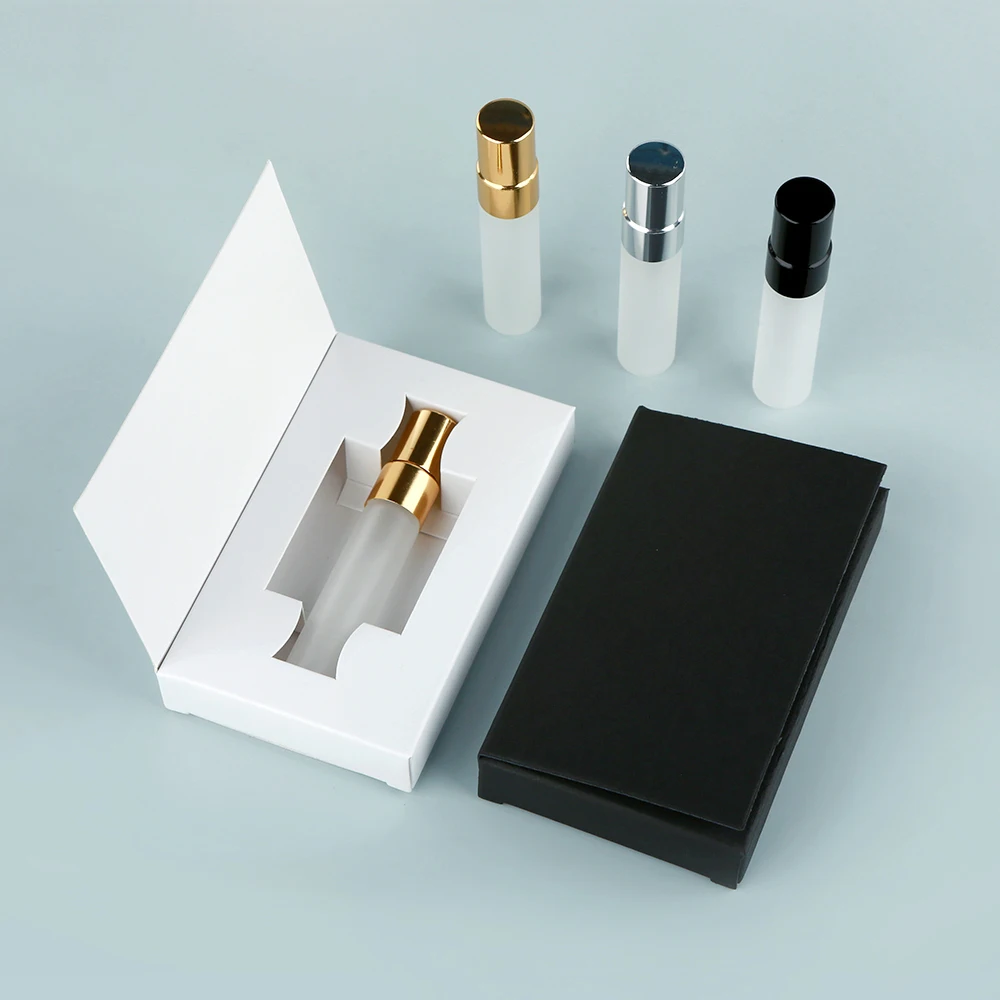100Pcs 5ml Frosted Glass+Aluminum Nozzle Fine Mist Perfume Sprays, Compact, Portable, Eco-friendly, Reusable with Boxes