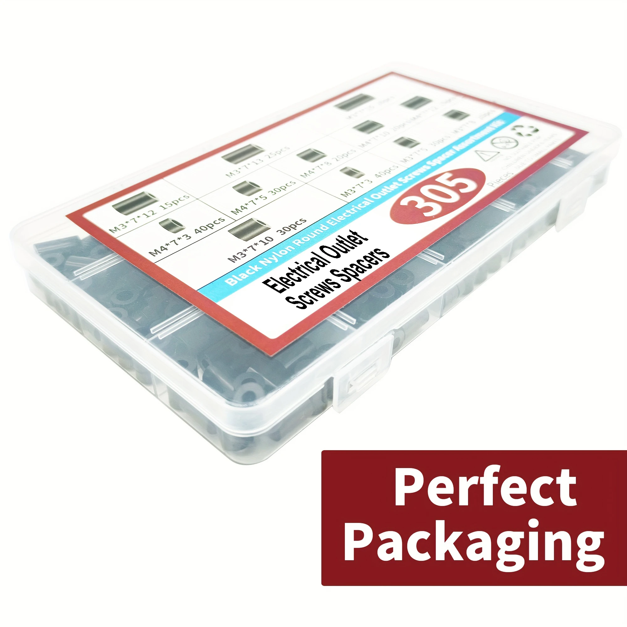 50/305pcs distanziatori per viti di uscita elettrica, Kit di assortimento distanziatori rotondi in Nylon nero, distanziatori in plastica senza filettatura, interruttore An