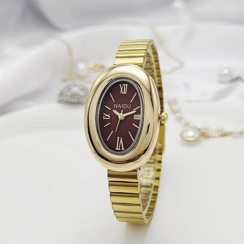 Oval Ladies Watches Beautiful Minimalist Quartz Women Wristwatches with Stainless Steel Strap Strap Watch for Girl Student