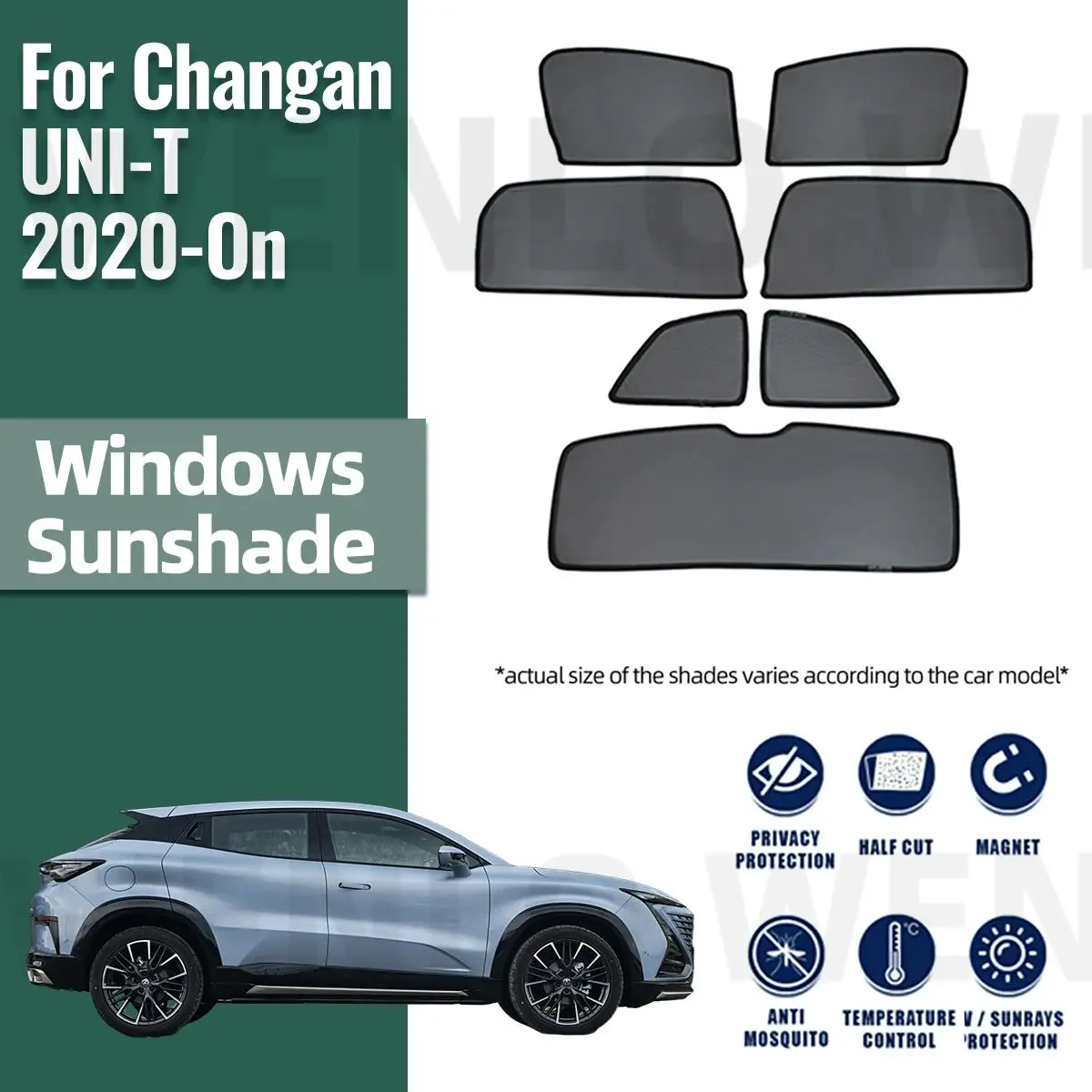 For Changan UNI-T 2020-2023 2024 Magnetic Car Sunshade Shield Front Windshield Frame Curtain Net Baby Rear Side Window Sun Shade