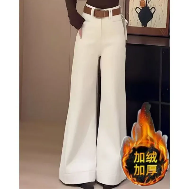 

Женские однотонные расклешенные ковбойские брюки, корейские женские модные повседневные свободные джинсы, осенние женские новые джинсовые брюки с высокой талией