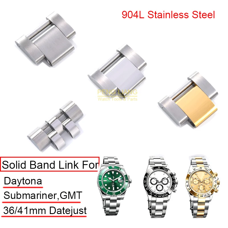 904L Stainless Steel Solid Watch Band Links For Watch Bands Bracelet Submariner GMT Daytona Datejust, Band Oyster