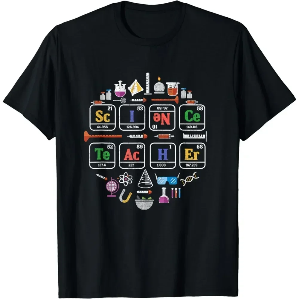Professeur de sciences Table périodique éléments chimiques T-shirt décontracté col rond T-shirt cadeau de noël été femmes vêtements Y2K haut