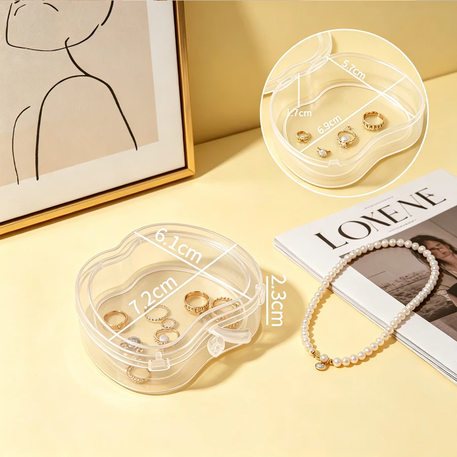 

Plastic PP transparent box for jewelry and accessories - apple-shaped storage box. Cosmetics, fishing gear powder puff box - dus