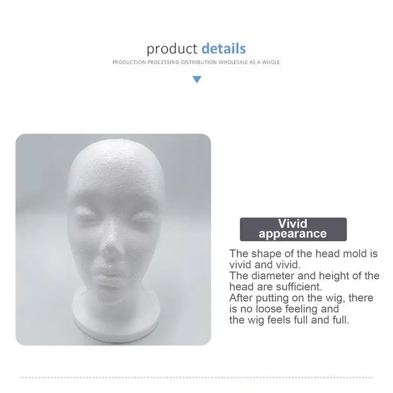 1PC wig mannequin head Female Styrofoam Mannequin Manikin Head Model Foam Wig Hair Glasses Display image 5