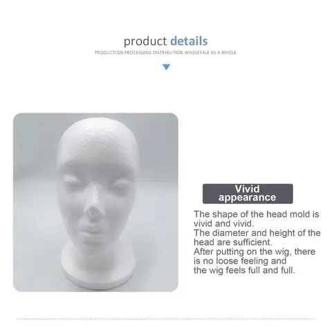 1 st peruk skyltdocka huvud kvinnlig frigolit skyltdocka manikin huvud modell skum peruk hår glasögon display 12 best sales perukskyltdocka - №11