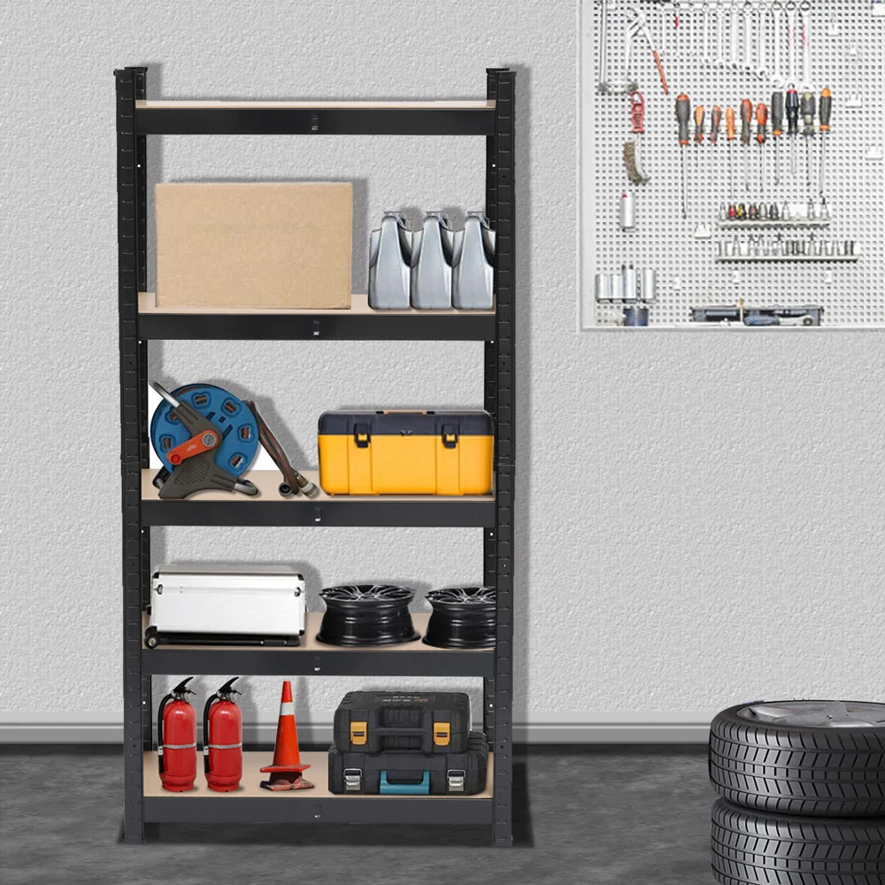 

150 x 75 x 30cm 5 Tiers Powder Coated Storage Rack Black