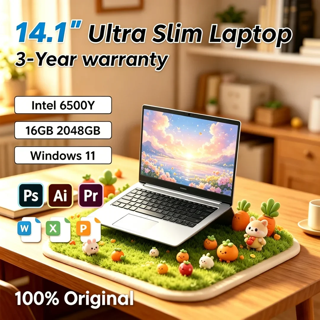 

2026 Zephyrine Compact Portable 14.1 Inch Laptop Intel 6500Y 32GB RAM 2TB SSD 5000mAh Windows 11 Fingerprint Unlock Elite