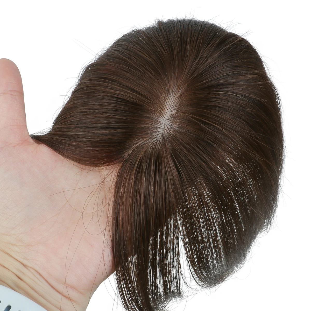 Toppers di veri capelli umani per donne Quotidiano 360 °   Frangia Pezzi di capelli 3D con frangia per capelli diradati20, 25, 30, 35 cm