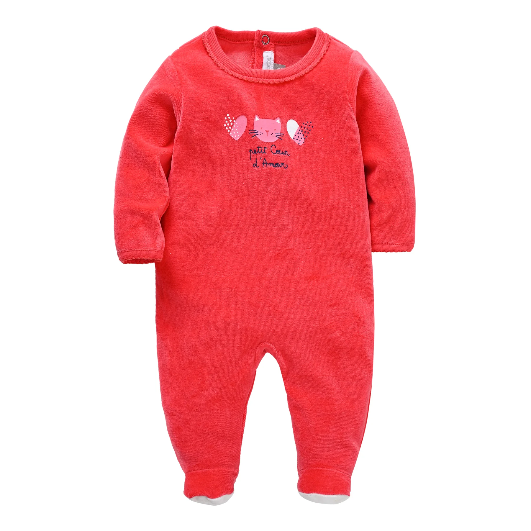 New Baby Rompers Velvet Soft Infant Jumpsuit Baby Girls Overalls Winter Pajamas Pink