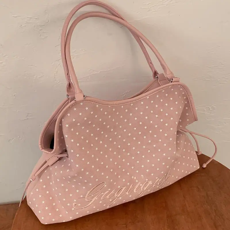 Merk Dames Schoudertas Y2k Mode Zoete Polka Dot Handtas Koreaanse Casual Veelzijdige Luipaardprint Bruin Frosted Tote Bags