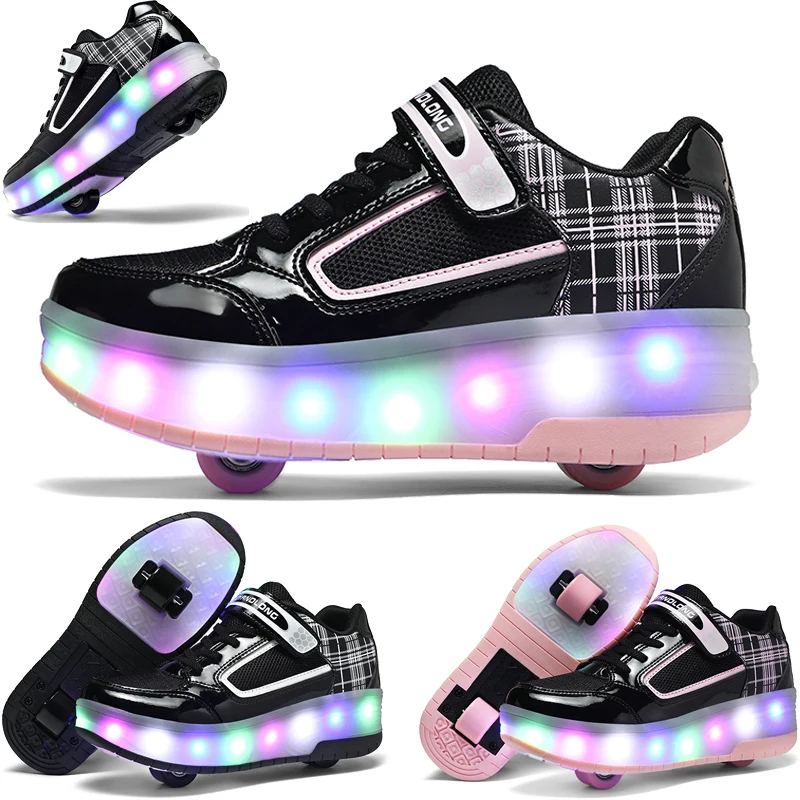 

Children's Roller Skating Shoes Sliding and walking two ways of wearing Children Flashing Roller Skates LED Light Roller Sneaker