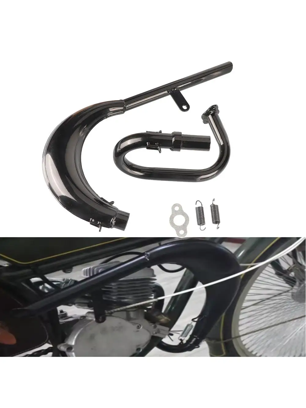 AliExpress NONE Motorcycle Exhaust Pipe Black Curved Motorcycle Muffler Exhaust Systems for 50cc 80cc 2-stroke Bicycle Motorcycles Accessories